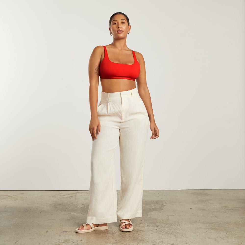 The Square-Neck Bikini Top in Bright Red — detail view
