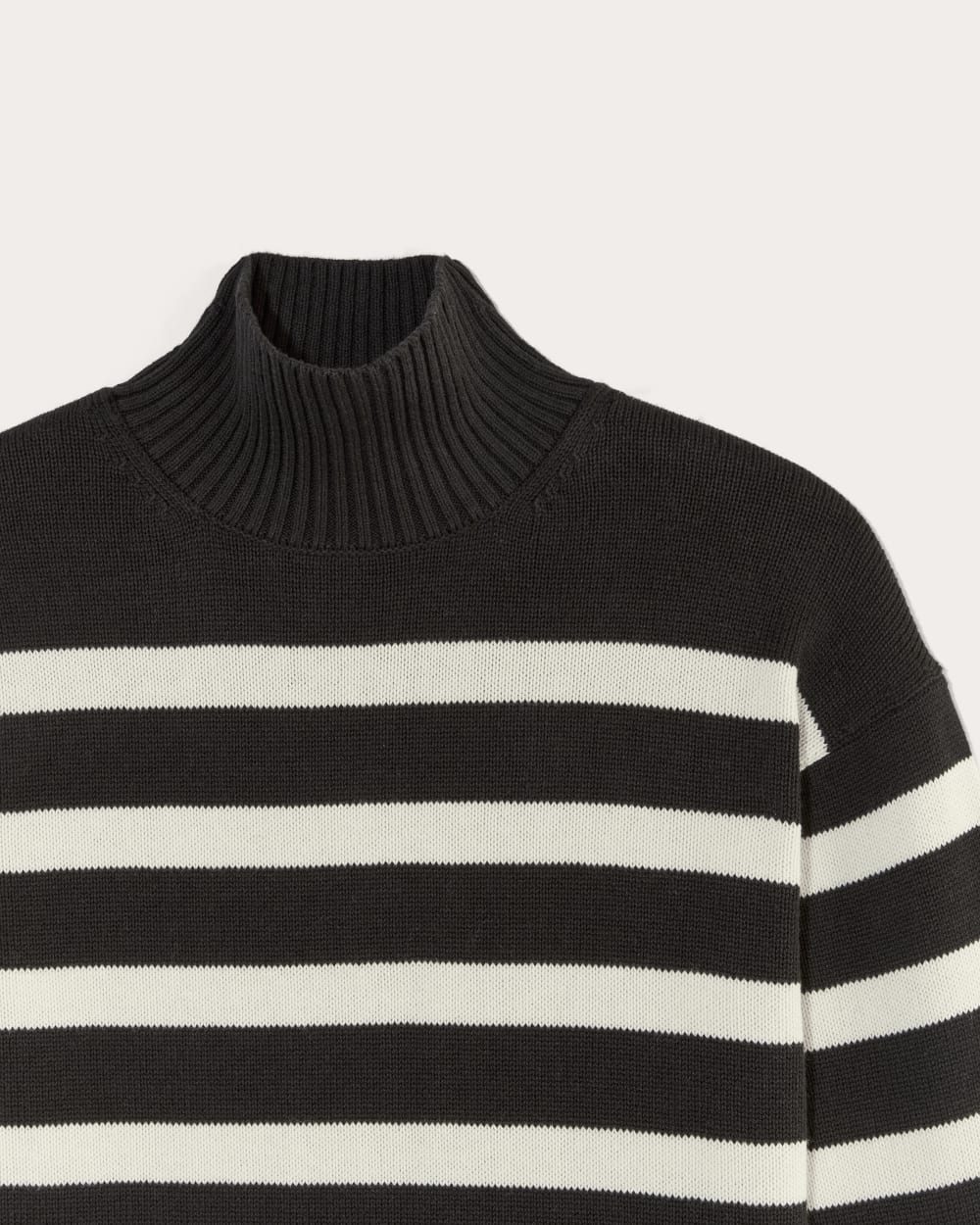The Boxy Turtleneck in Everyday Cotton in Black / Canvas — alternate view