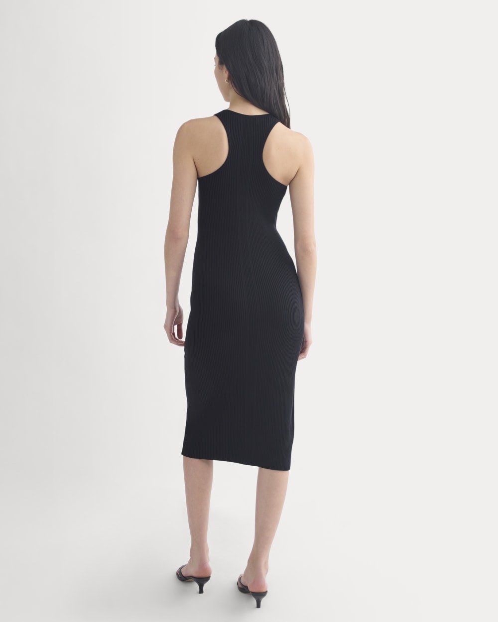 Cutaway Ribbed Midi Dress in Black — detail view
