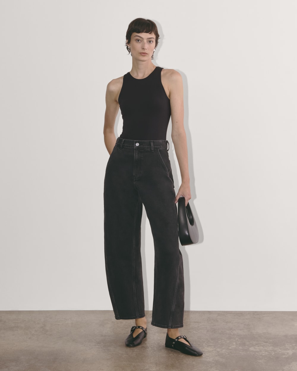 The Cutaway Tank Bodysuit in Black — front view