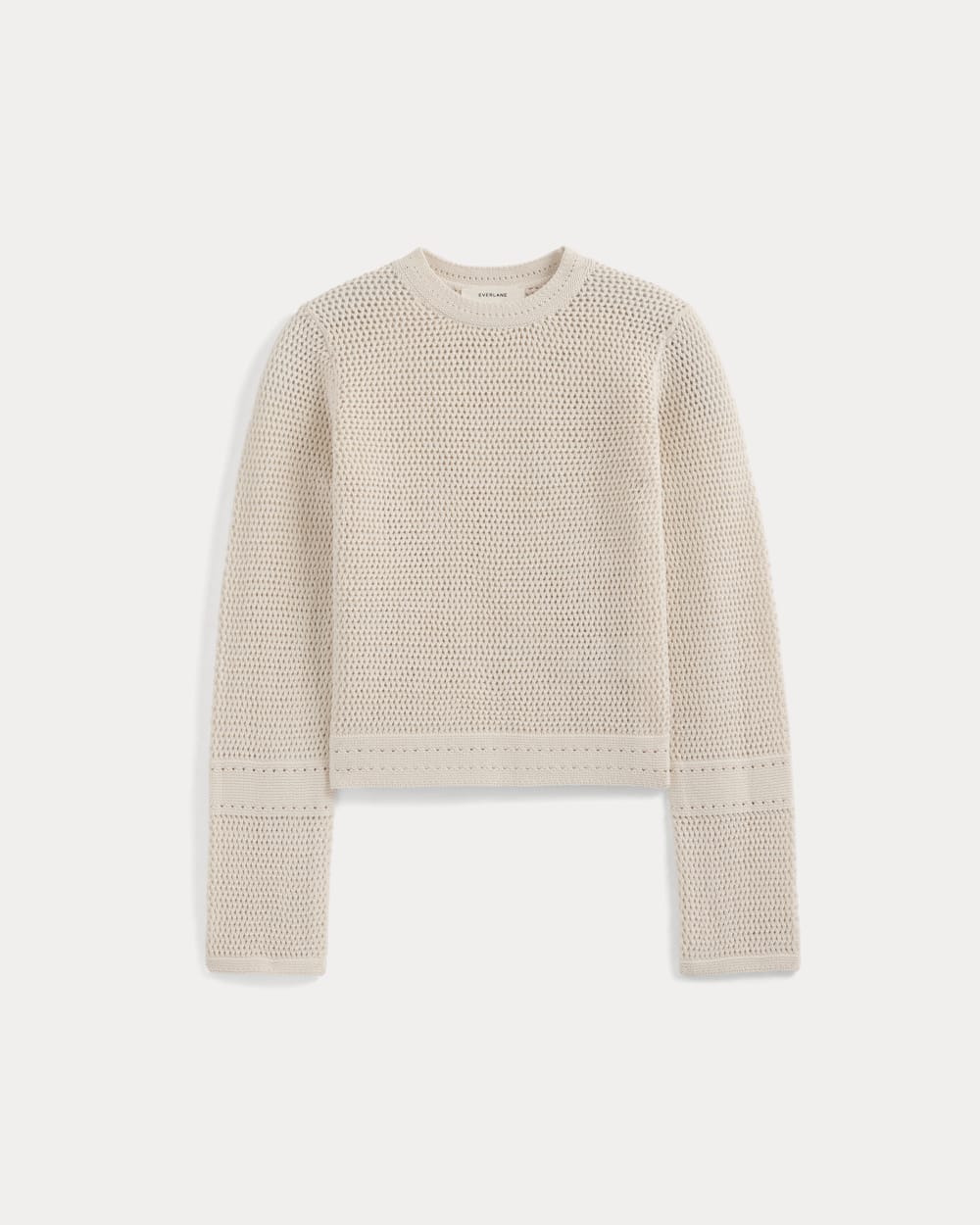 Open Knit Long-Sleeve Crew in Everyday Cotton in Canvas — alternate view
