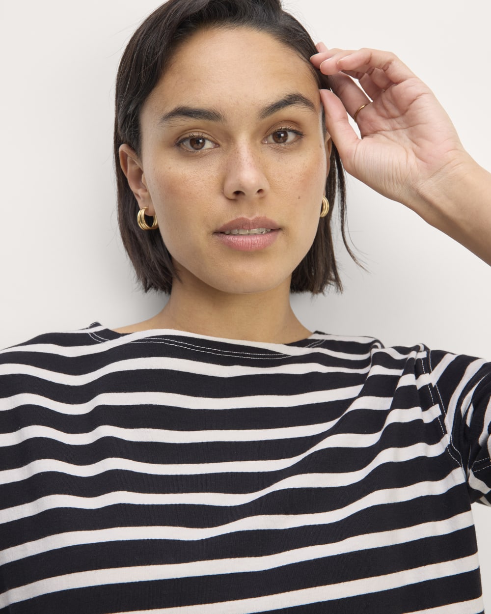 The Mariner Dress in Black / Bone — detail view