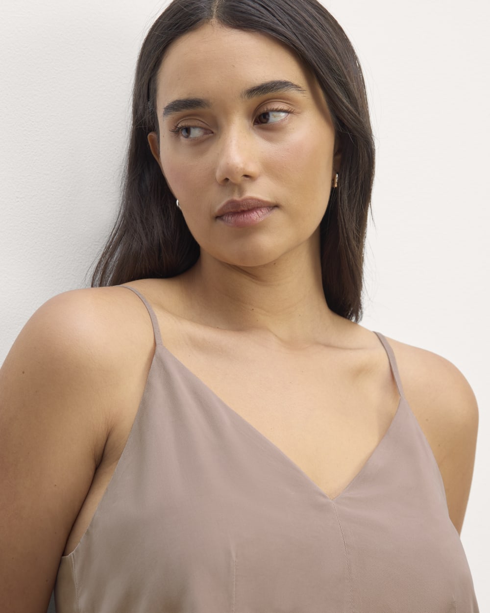 The Long Weekend Dress in Butterlite in Dusty Rose — detail view