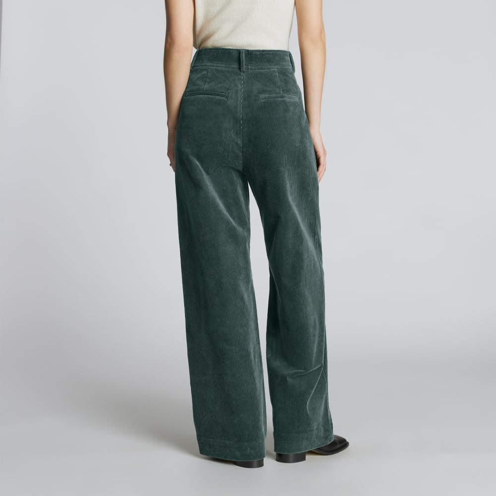 The Corduroy Way-High® Drape Pant in Evergreen — detail view