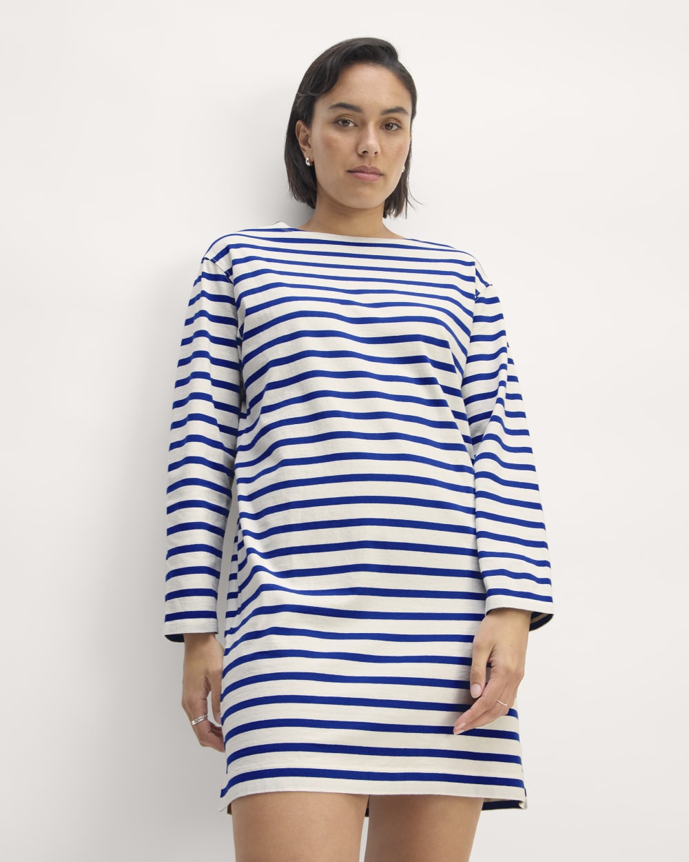 The Mariner Dress in Bone / Mazarine Blue — detail view