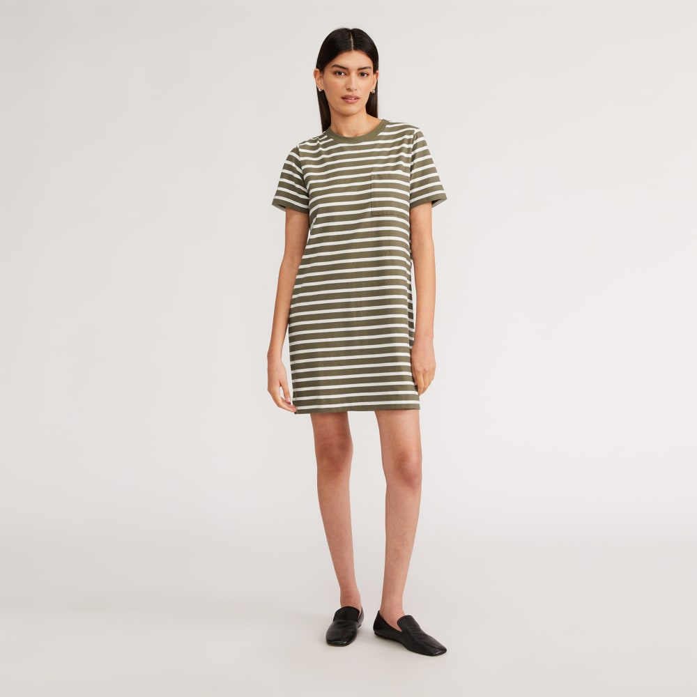 The Organic Cotton Weekend Tee Dress in Kalamata / Canvas Tan — front view