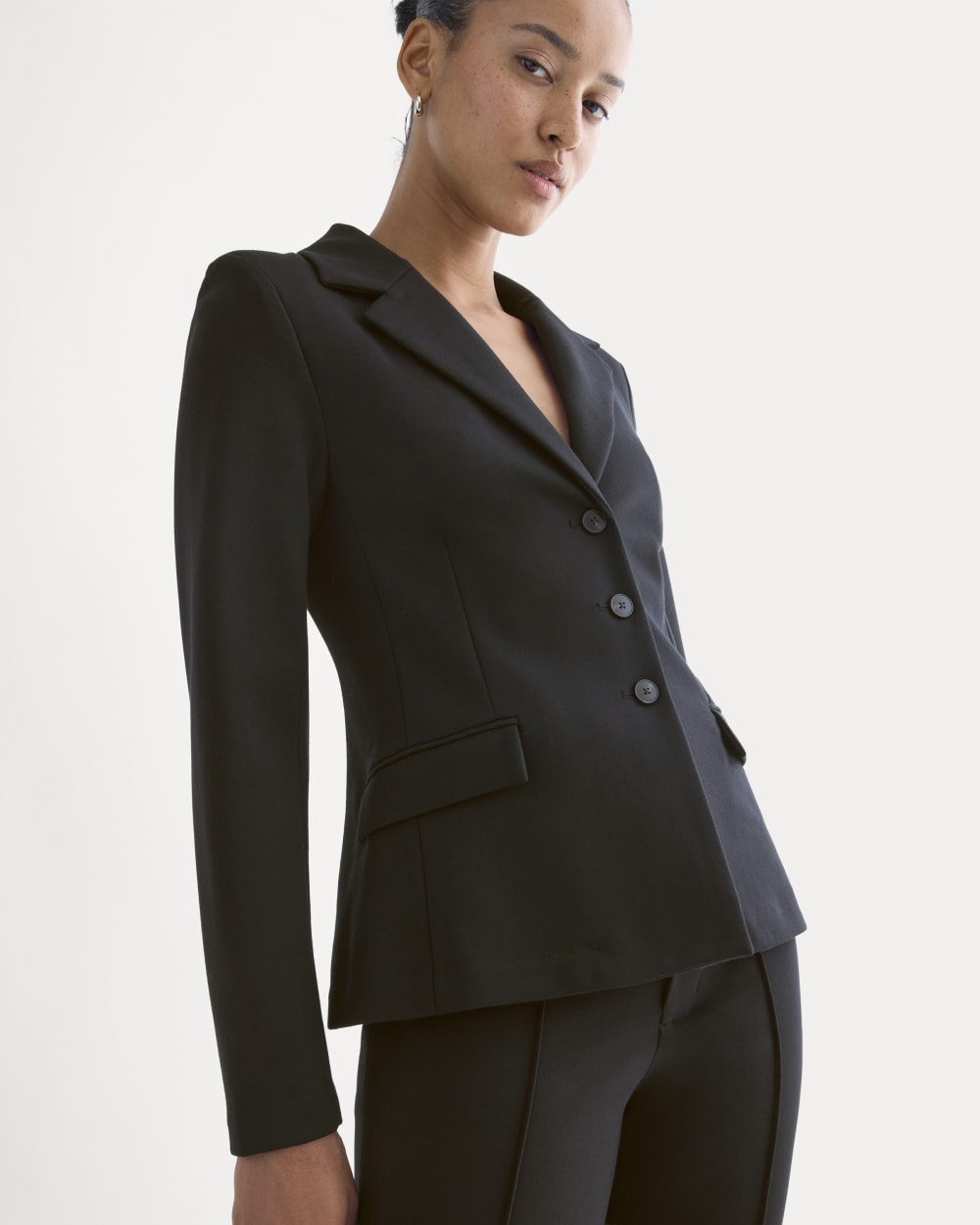 Ponte Sculpted Blazer in Black — detail view