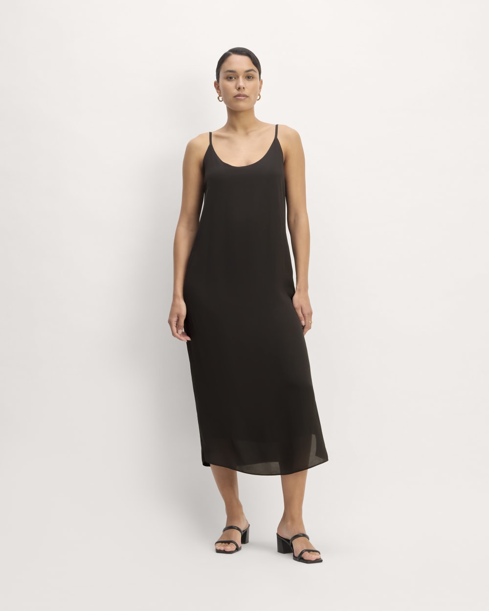 The Summer Slip Dress in Black — front view