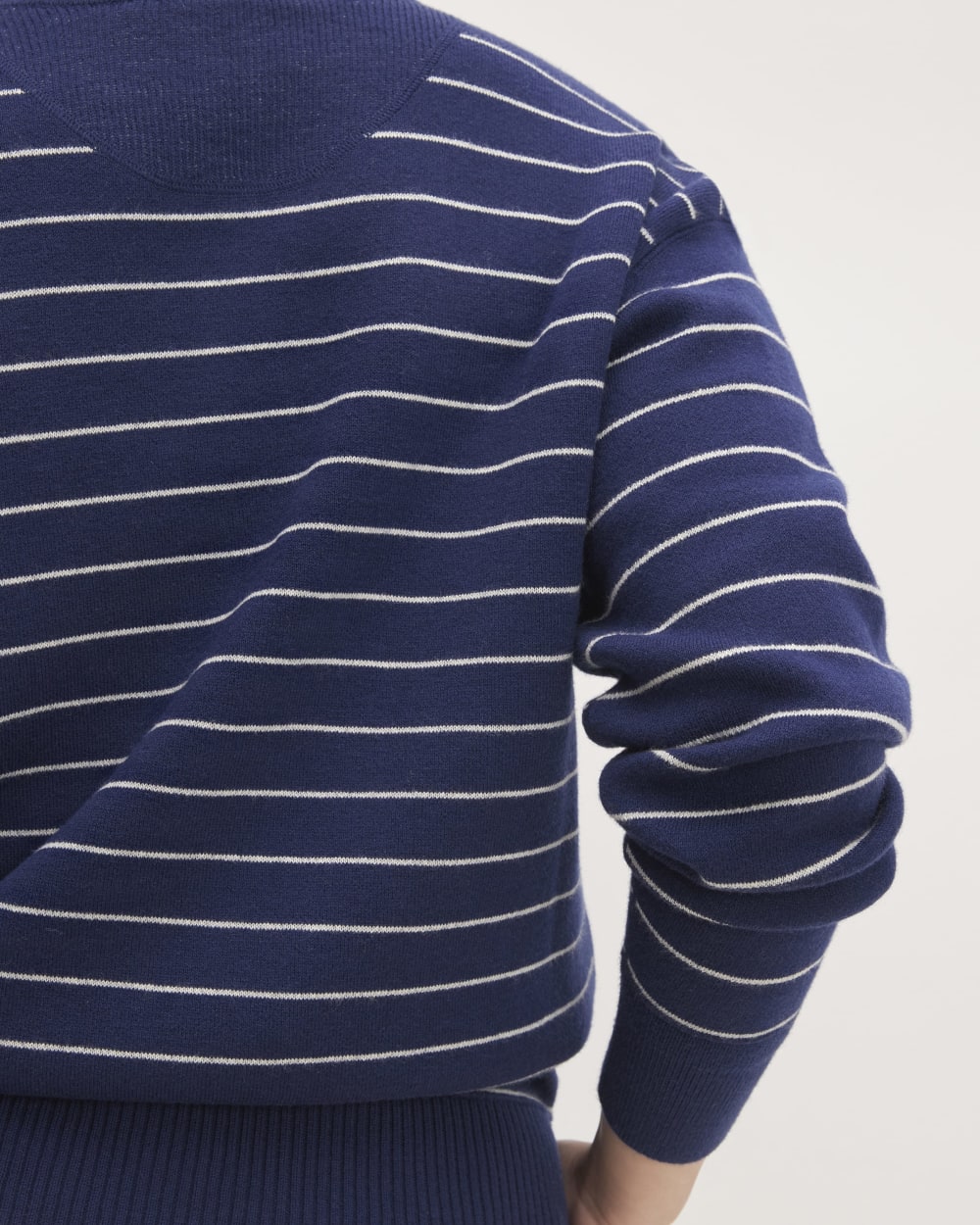 The Cotton-Merino Vintage Henley in Bright Navy / Canvas — detail view