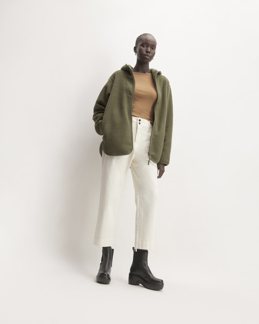 The ReNew Fleece Full-Zip Hoodie in Kalamata — detail view