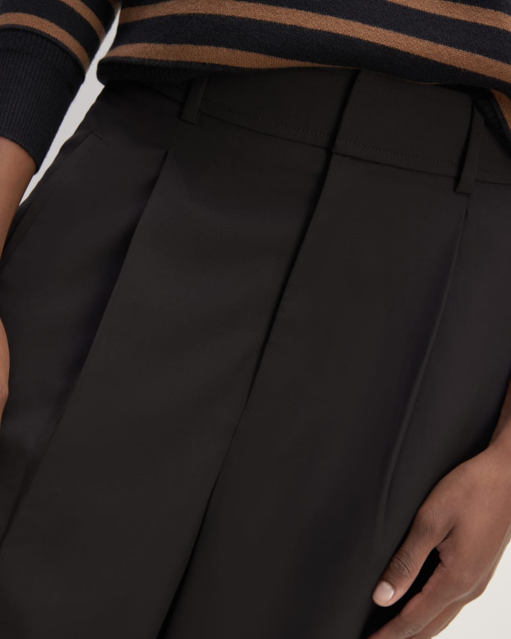The Italian Wool Way-High® Drape Pant in Black — detail view