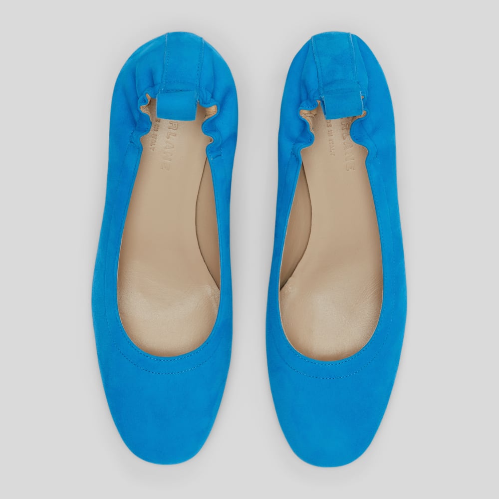 The Day Heel in Narrow Fit in Brilliant Blue Suede — detail view
