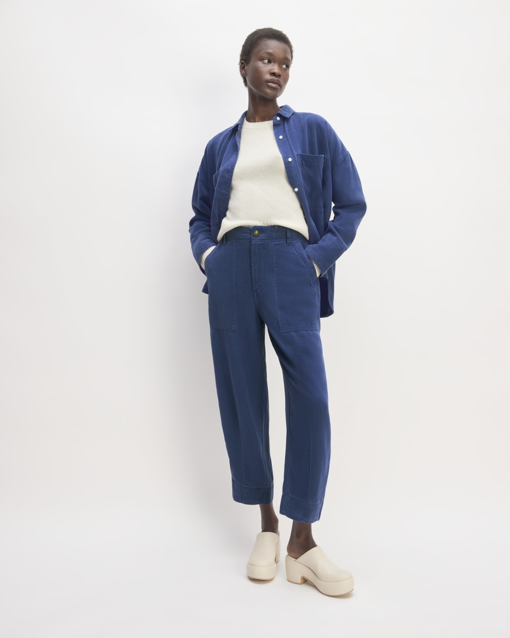 The Utility Pant in Buttersoft in Bellwether Blue — front view