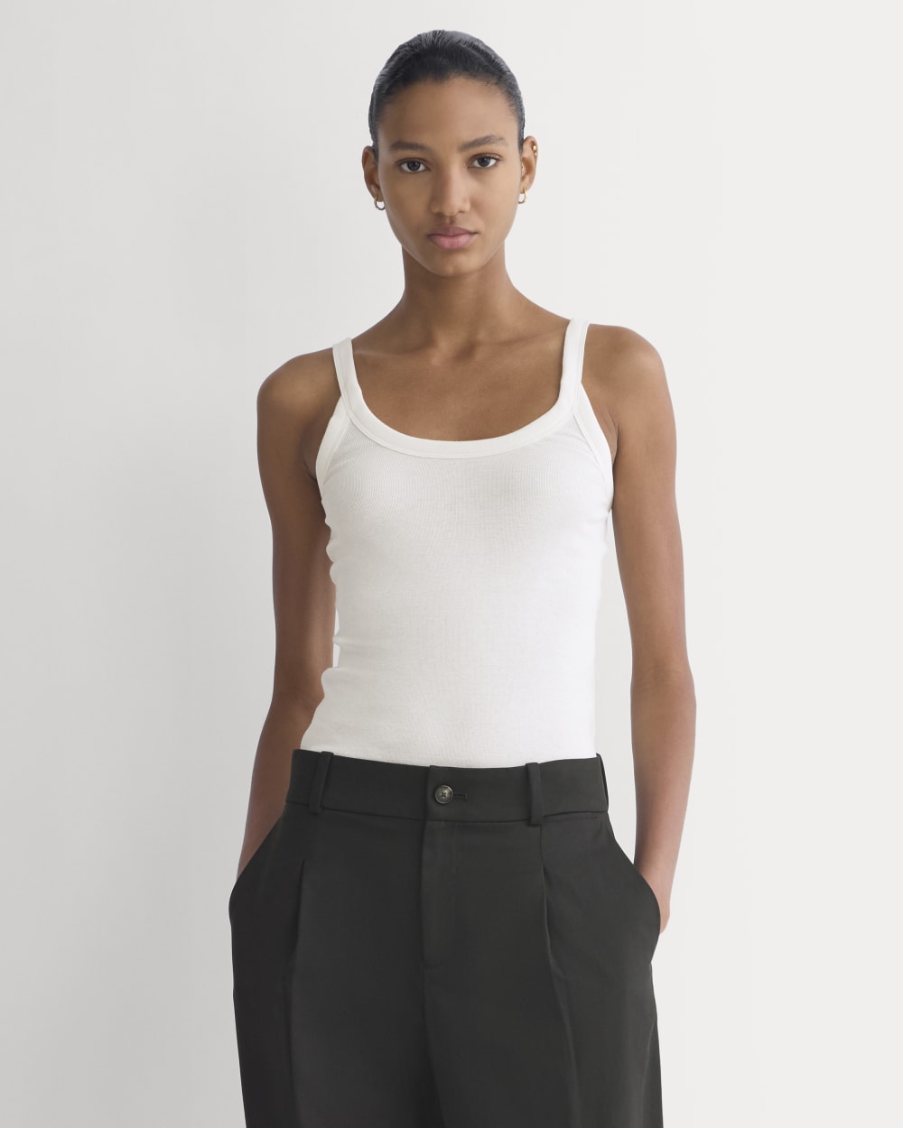 RetroSoft U-Neck Tank in Bone — front view