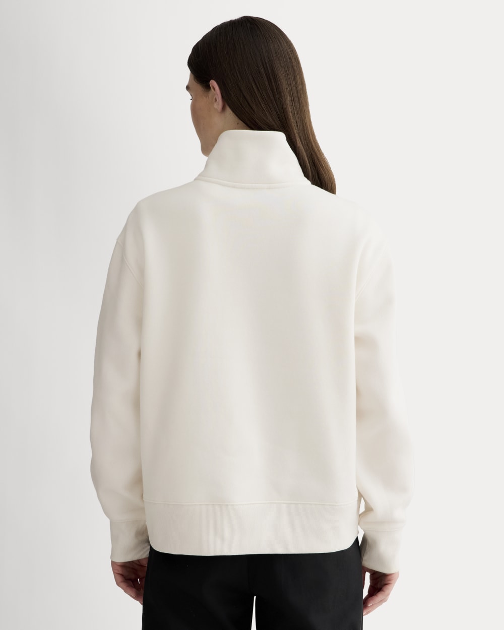 Luxe Fleece Half-Zip Sweatshirt in Bone — detail view