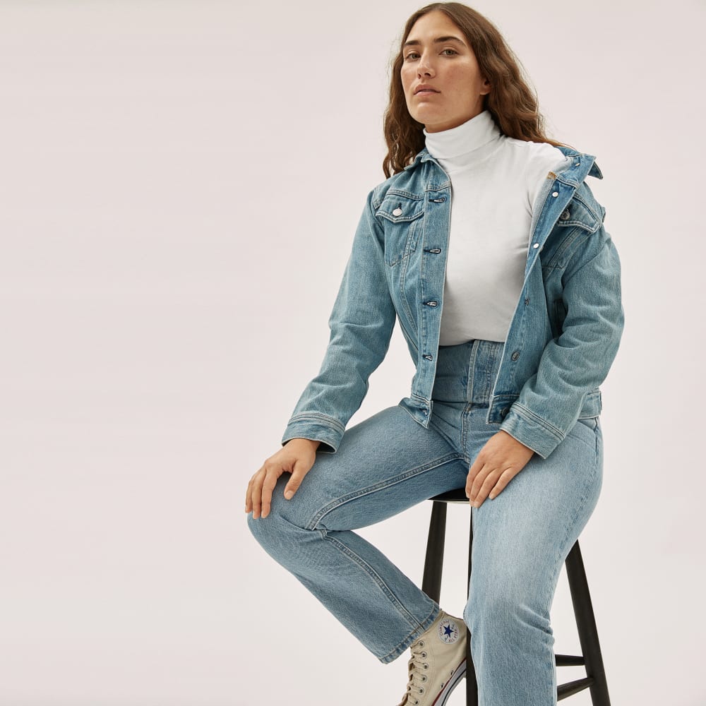 The Organic Cotton Turtleneck in White — detail view