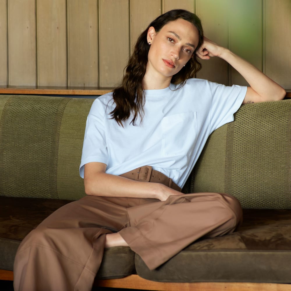 The Organic Cotton Relaxed Pocket Tee in White — detail view