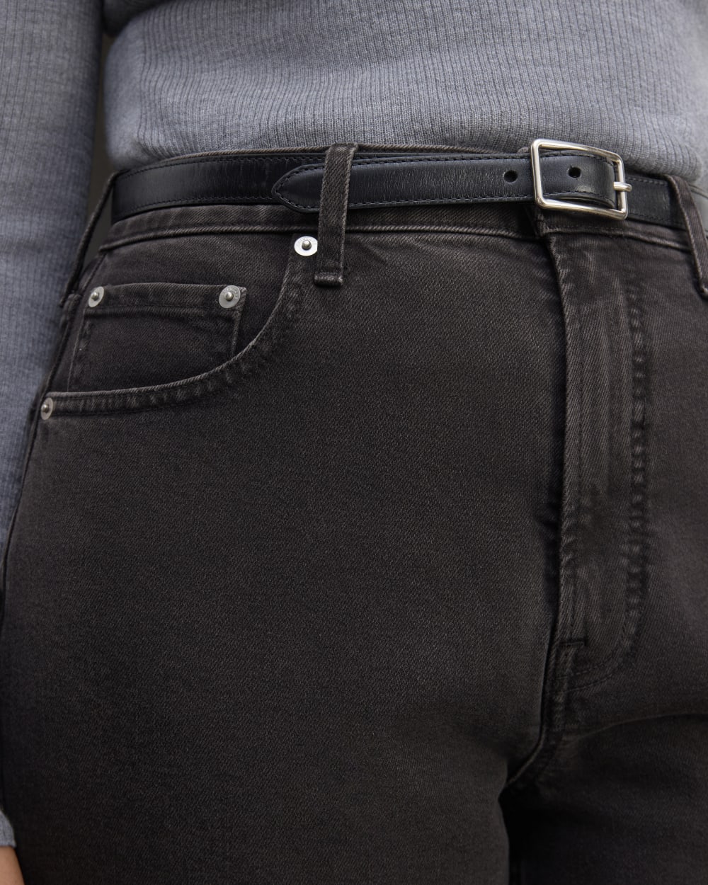 The Cheeky Hourglass Jean in Washed Black — detail view