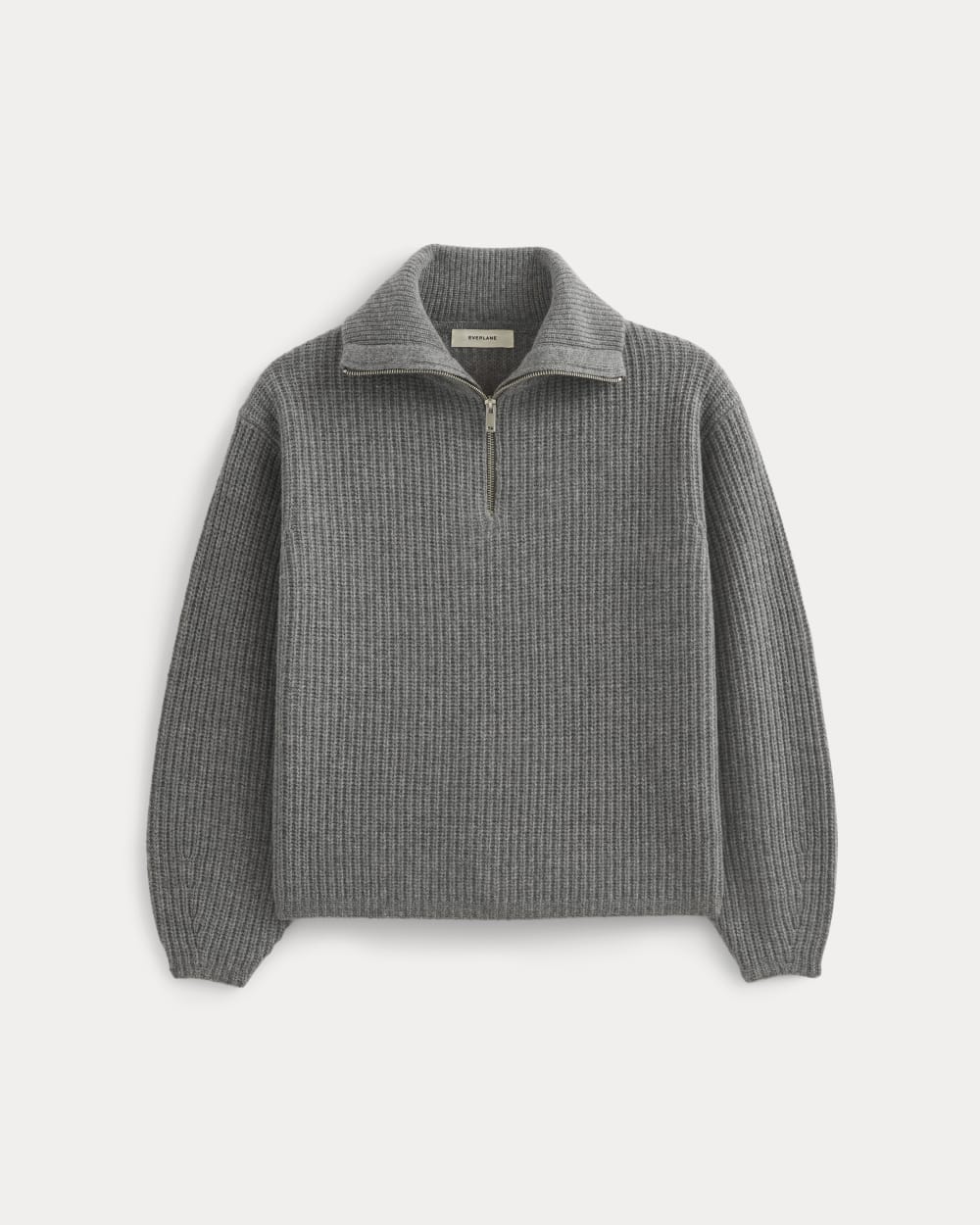 The Half-Zip Sweater in Luxe Merino in Heathered Mid-Grey — alternate view