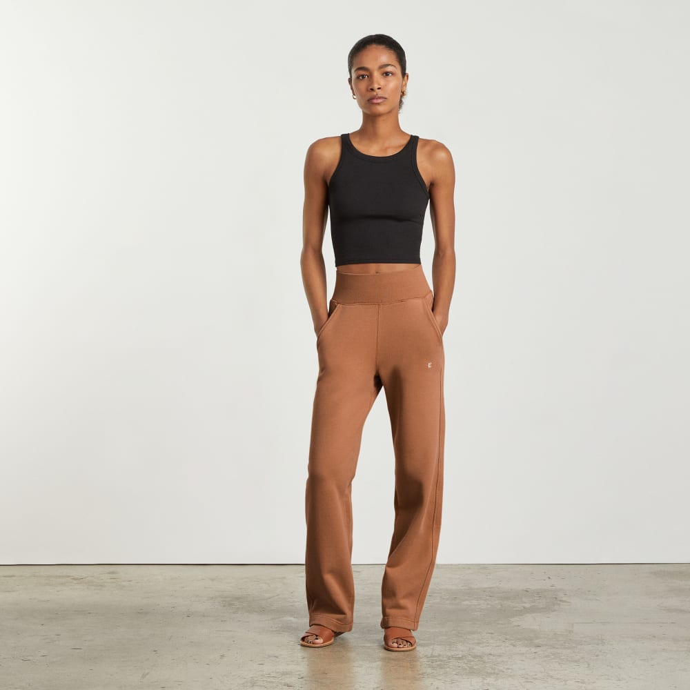 The Track High-Waist Pant in Tawny Brown — detail view