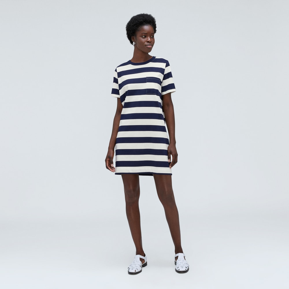 The Organic Cotton Weekend Tee Dress in Navy / Canvas — alternate view