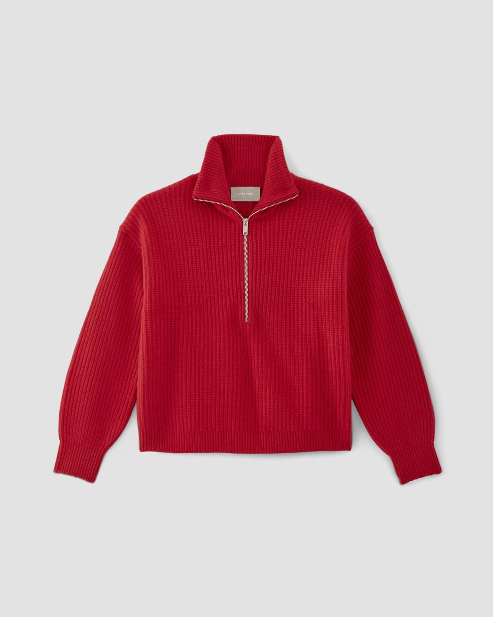 The Half-Zip Sweater in Luxe Merino in Classic Red — alternate view