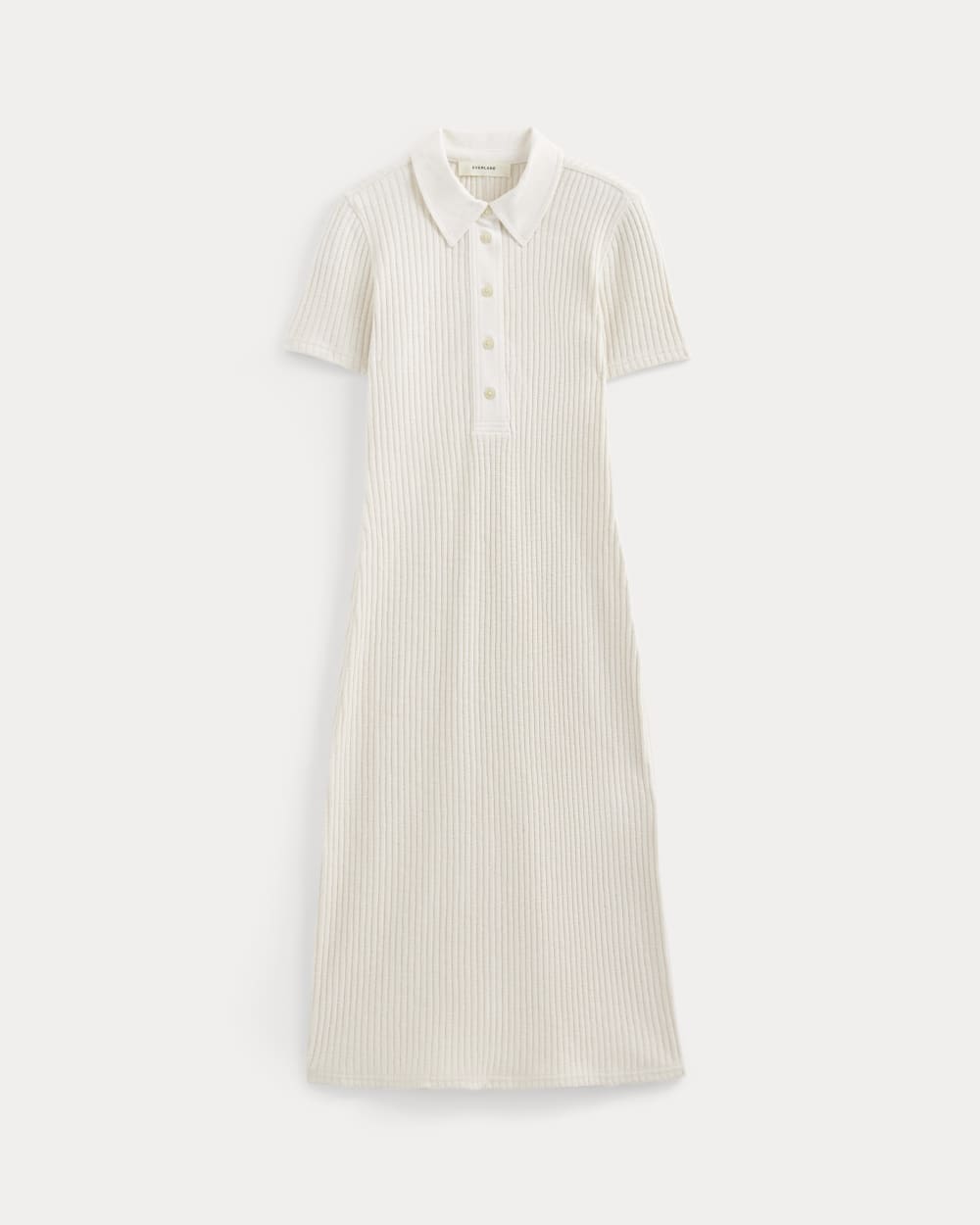 The Cozy Rib Polo Dress in Bone — alternate view
