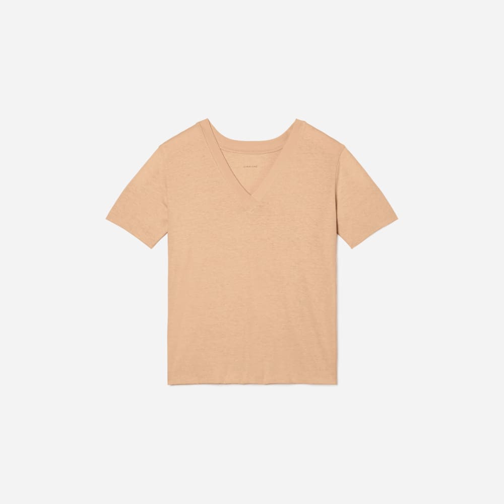 The Vintage V-Neck Hemp Tee in Hazelnut — alternate view