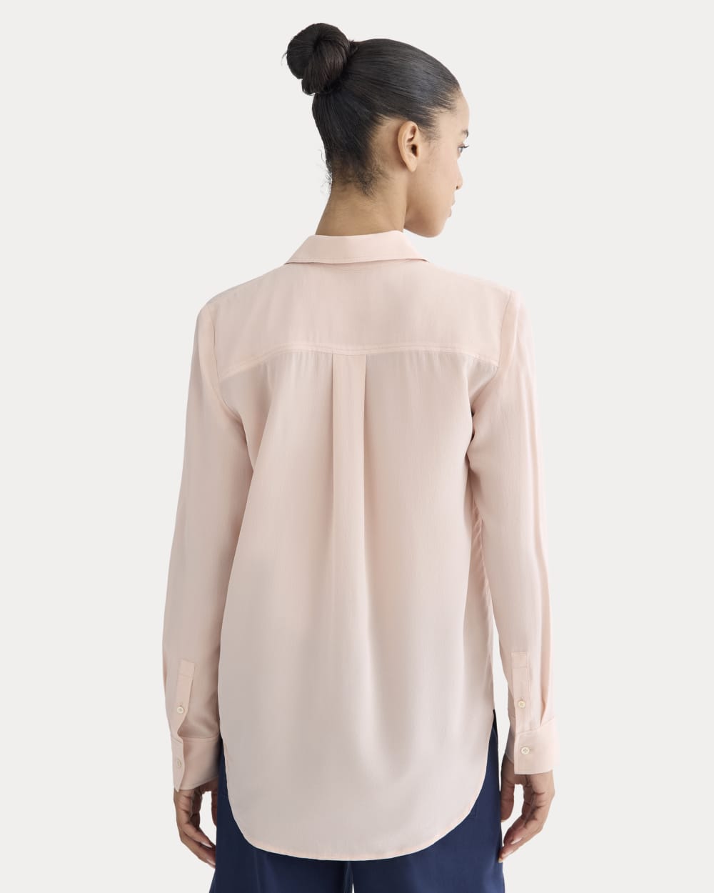 The Must-Have Shirt in Washable Silk in Soft Rose — detail view