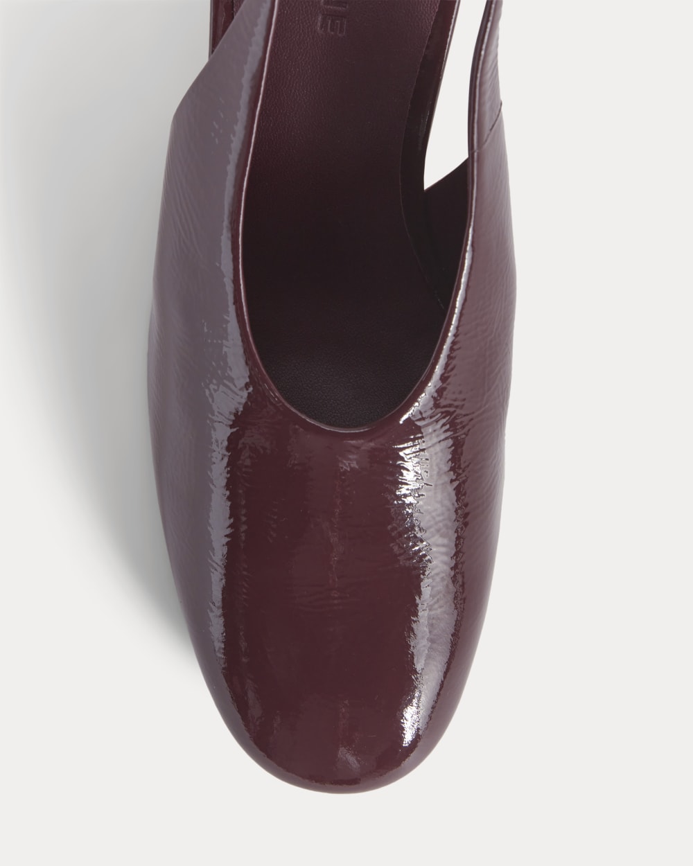 Curved Slingback Heel in Burgundy — detail view
