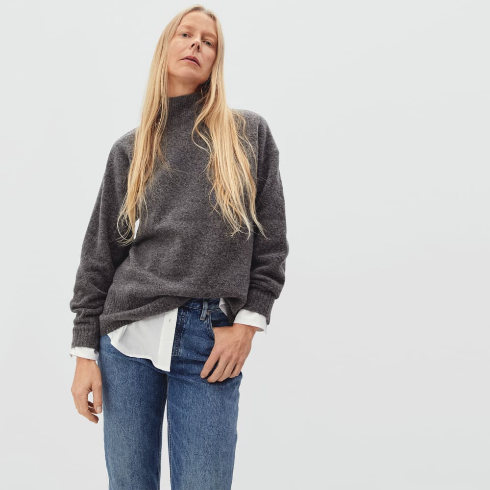 The Cozy-Stretch Pullover in Heathered Charcoal — alternate view