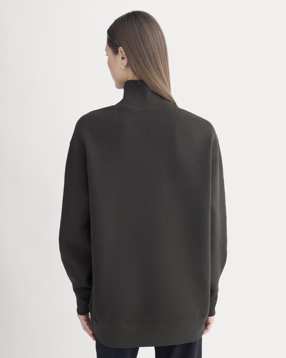 Luxe Fleece Turtleneck in Black — detail view
