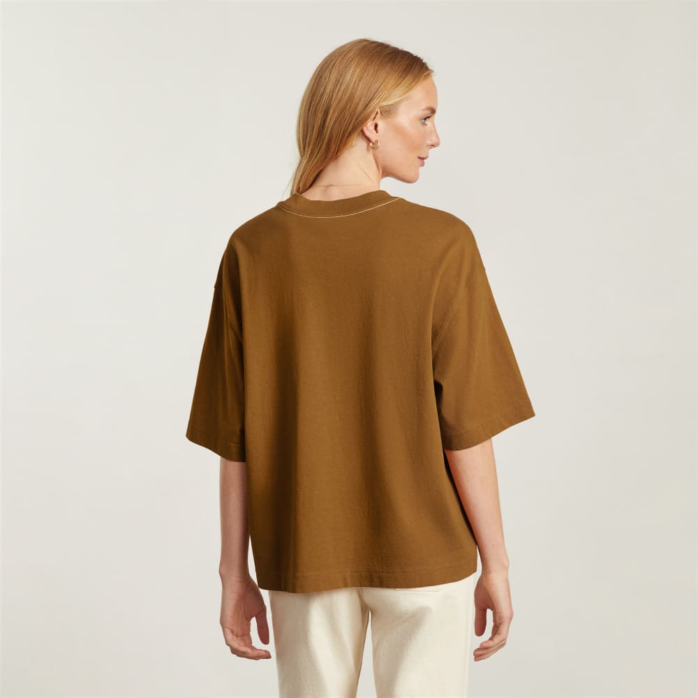 The Premium Weight Relaxed Tee in Tawny Brown — detail view