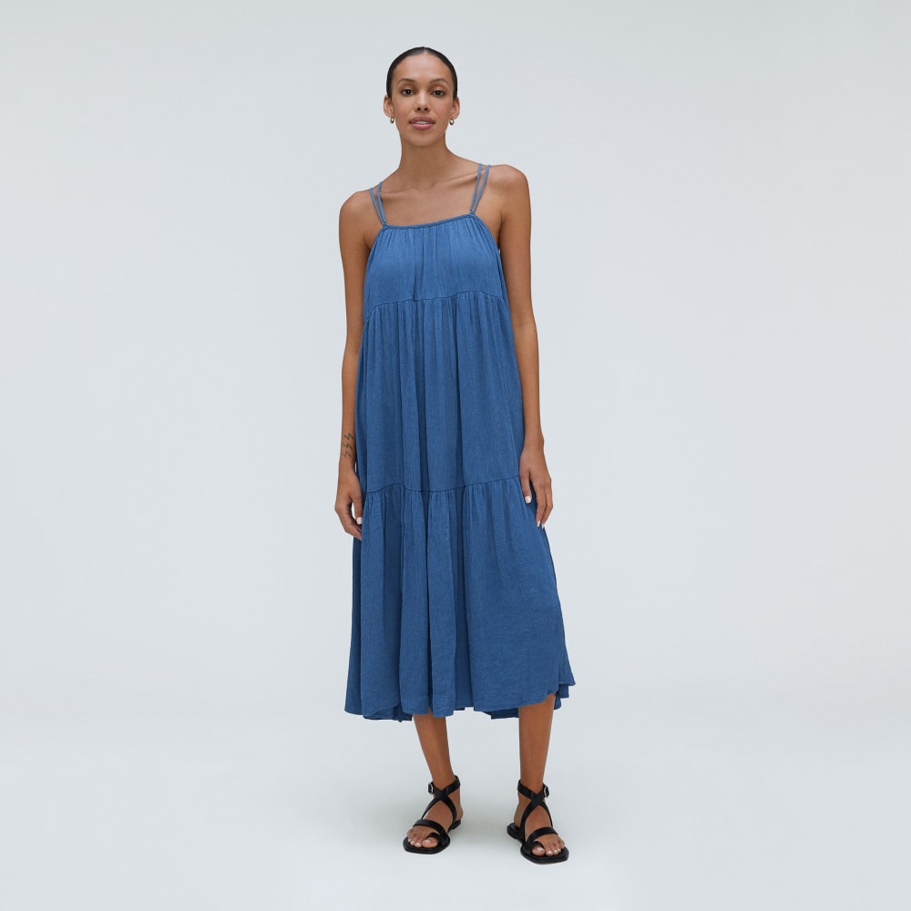 The Naia™ Ripple Tiered Maxi Dress in Deep Blue — alternate view