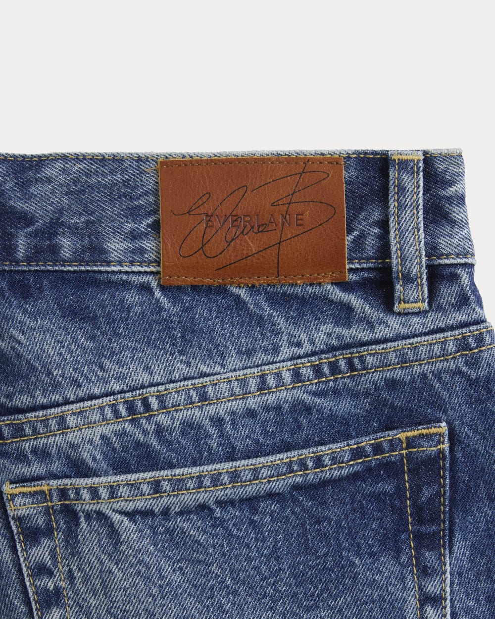 Everlane x Elena Bonvicini Pacific Short in Blue Bird Indigo — detail view
