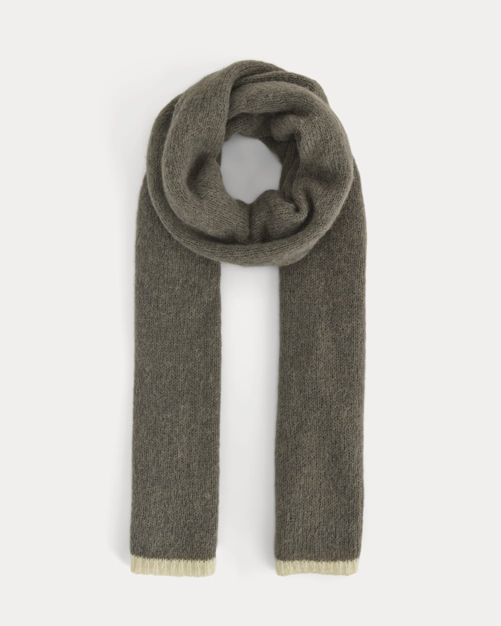 Plush Alpaca Scarf in Mid Grey Heather/ Bone — front view