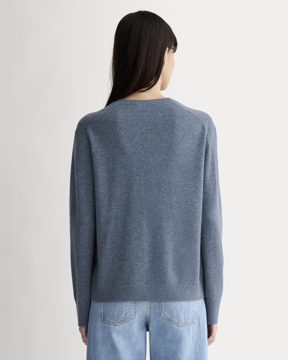 The Classic V in Cashmere in Denim Blue — detail view