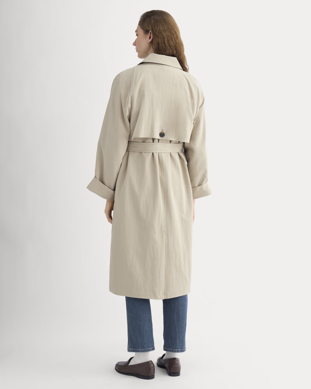 Drapey Twill Trench in Trench Coat Khaki — detail view