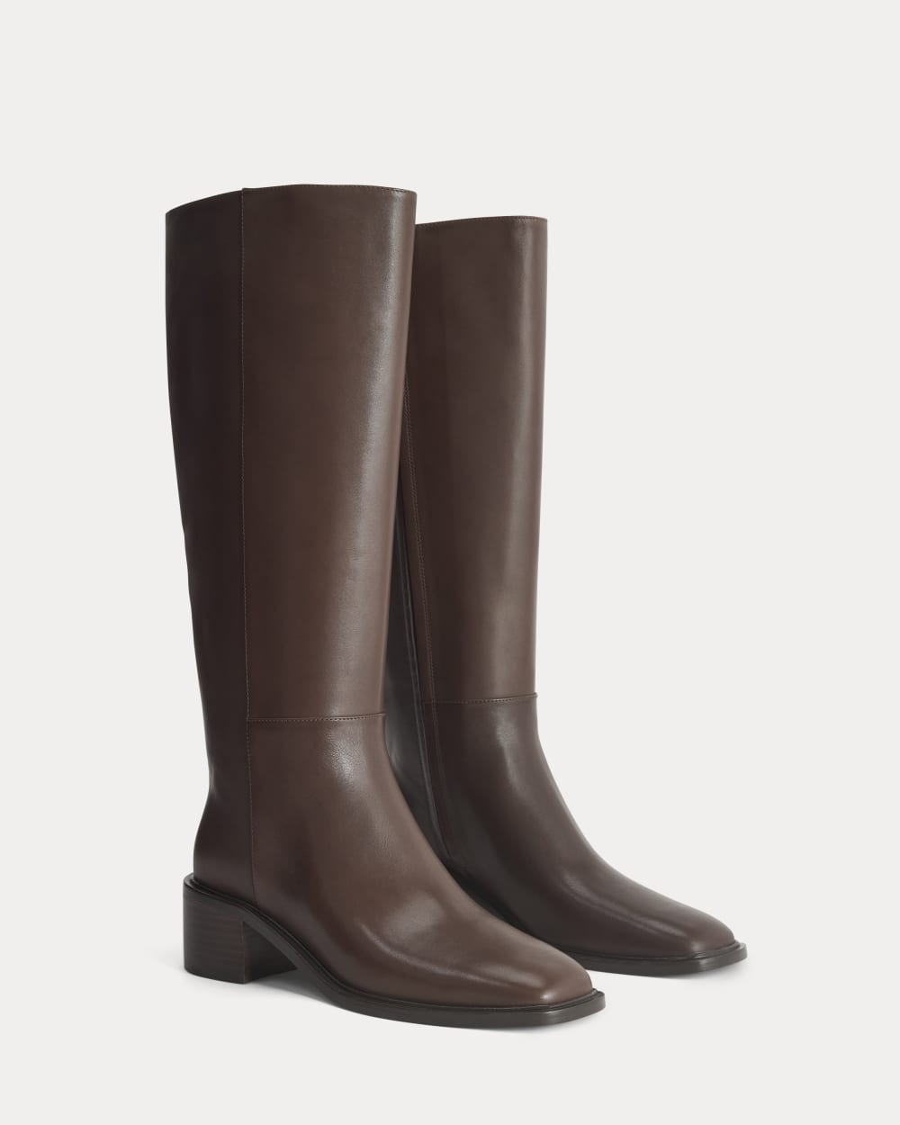 Leather Knee-High City Boot in Deep Brown — detail view