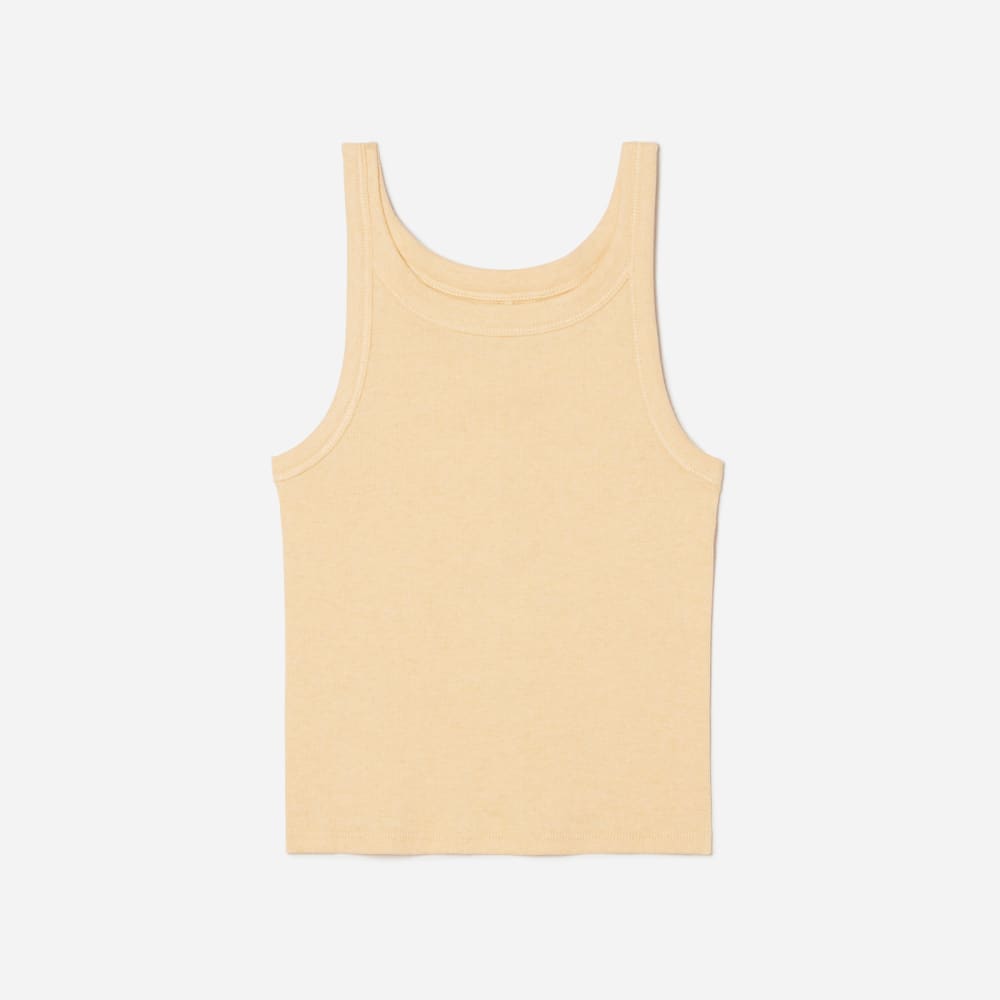 The Pima Micro-Rib Short Tank in Melon — front view