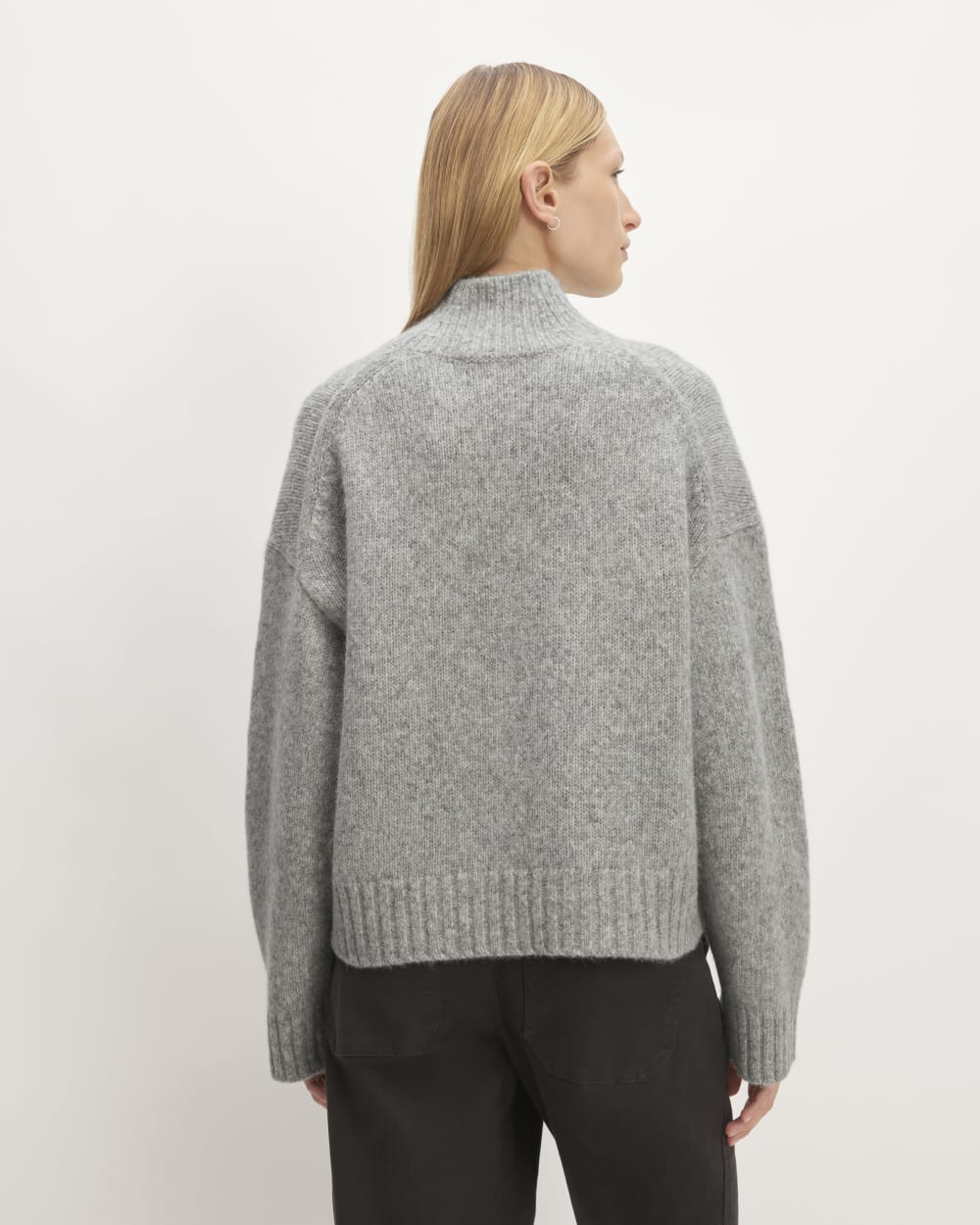 The Cloud Oversized Turtleneck in Heather Grey — detail view