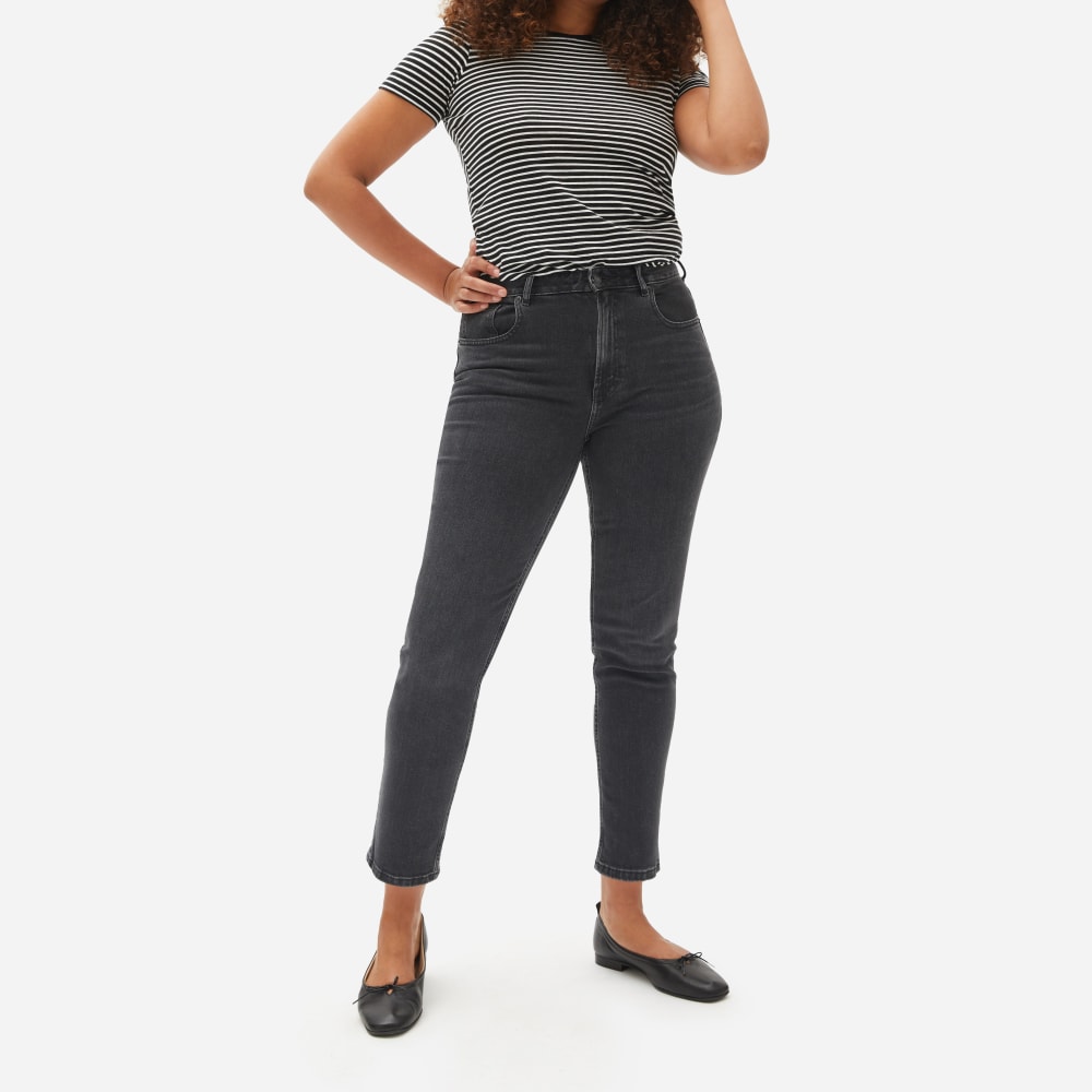 The Curvy Cheeky® Straight Jean in Washed Black — detail view