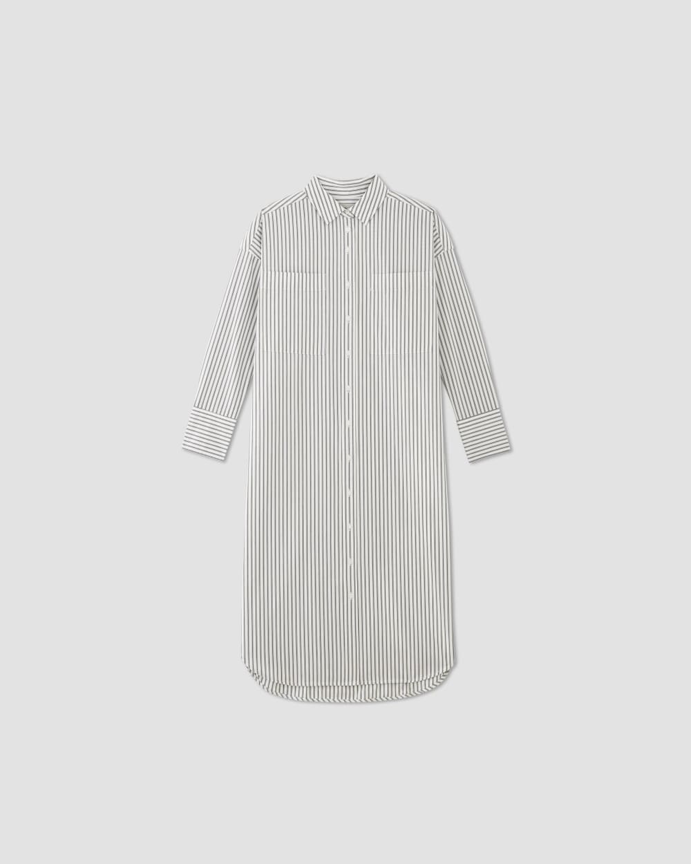 The Midi Cotton Shirt Dress in Bone/Navy — alternate view