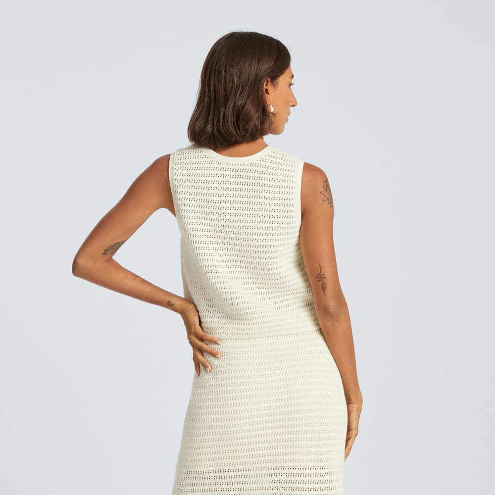 The Crochet Knit Cami in Canvas — detail view