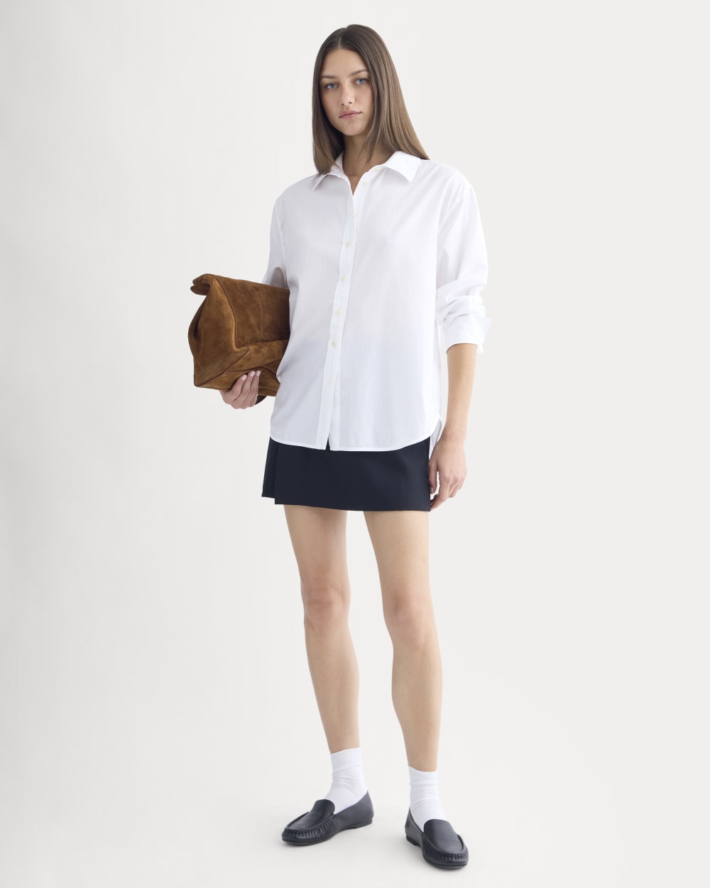 Everyday Shirt in Silky Cotton in White — detail view