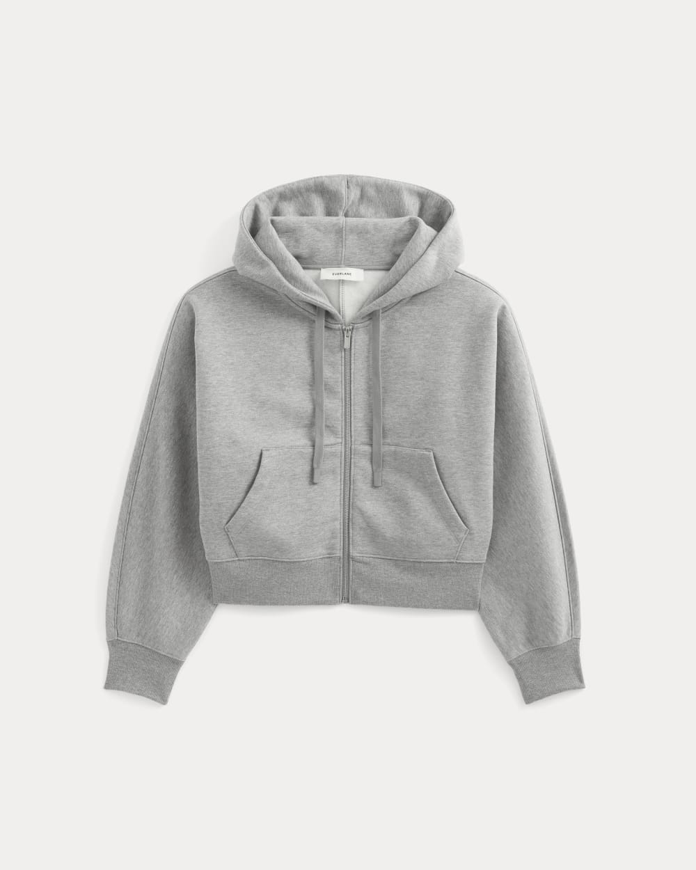Luxe Fleece Full-Zip Cropped Hoodie in Vintage Heather Grey — alternate view
