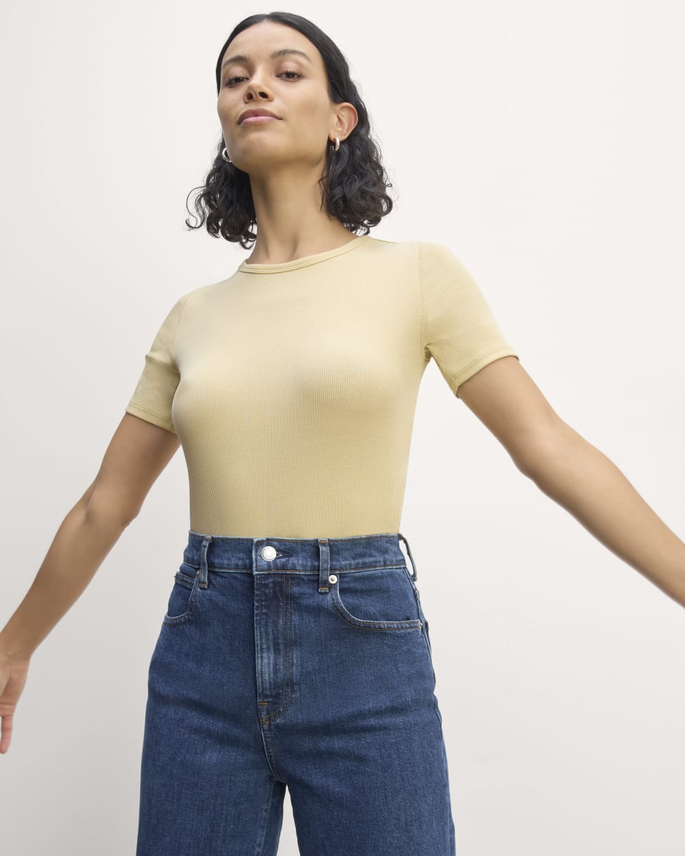 The Luxe Rib Crew in Parsnip — front view