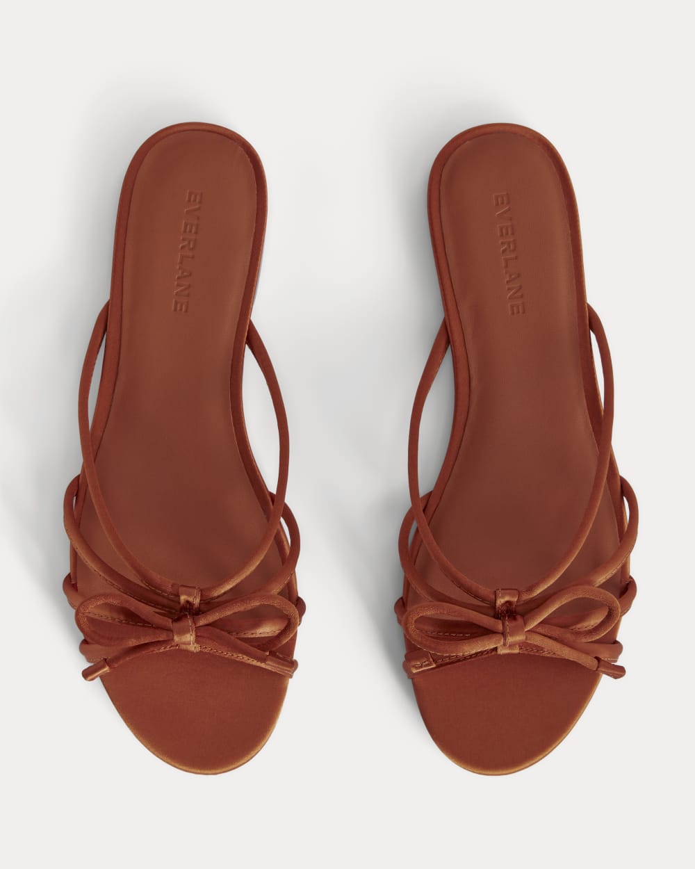 The Bow Sandal in Deep Amber Satin — alternate view