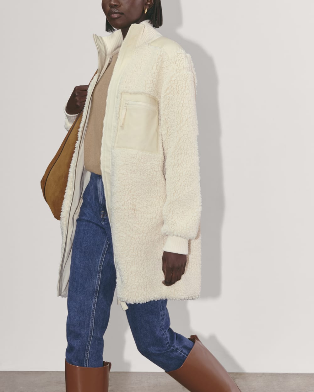 The Teddy Jacket in Birch — detail view