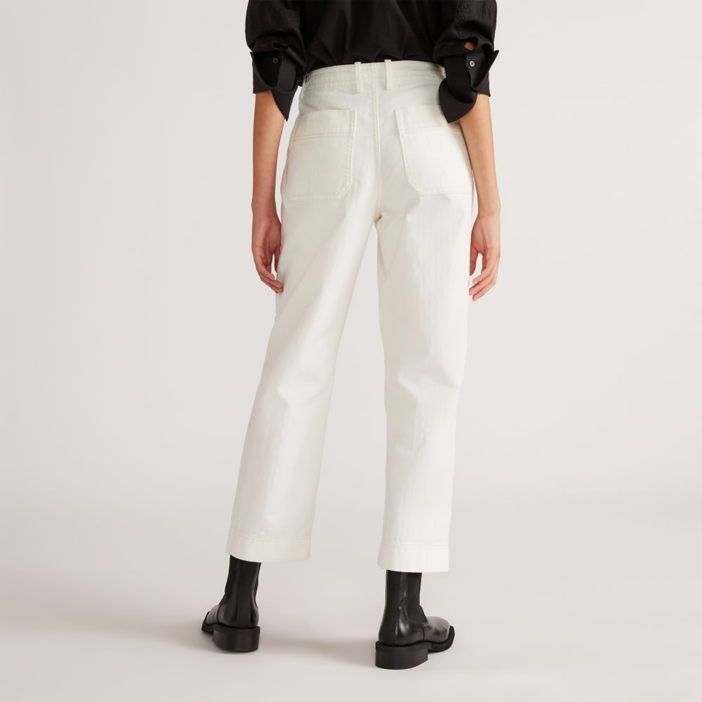 The Organic Cotton Herringbone Pant in Bone — detail view
